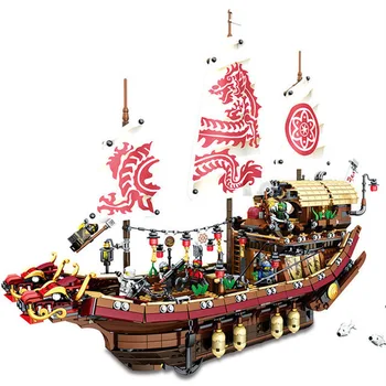 

2295pcs 89043 Ninja Dragon Boat building blocks bricks compatible lepininglys with 70618 toys for children gift