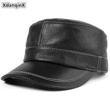 XdanqinX Осенняя мужская шляпа из натуральной кожи плоская кепка из овчины армейские военные шапки среднего возраста простая модная бейсболка кожаные кепки