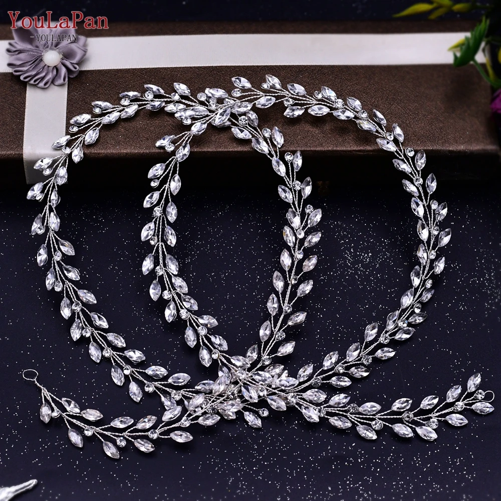 Handmade Wedding Hair Vine Silver Rhinestone Bridal Headband Long Women Headwear Wedding Party Hair Accessories HP394