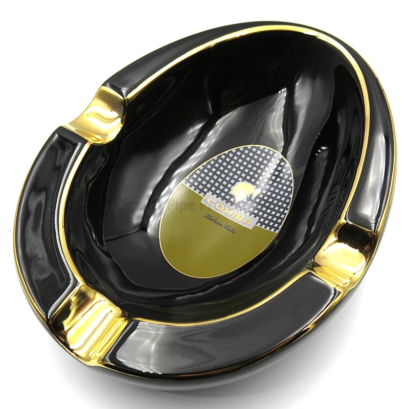 COHIBA Ceramic Big Ash Tray Table 3 Ash Slot Cigar Ashtray COHIBA