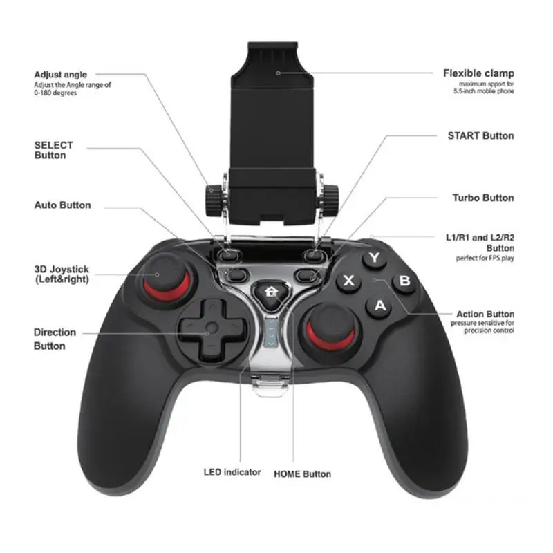 TI465 беспроводной Bluetooth игровой контроллер игровой коврик джойстик для IOS PS Android планшетный ПК геймпад w Съемный держатель телефона кронштейн