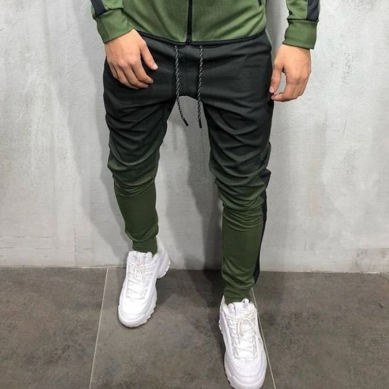 green pant HEFLASHOR спортивный костюм на молнии, мужской комплект, спортивный костюм из 2 предметов, Мужская одежда, толстовки с капюшоном, куртка и штаны, спортивный костюм для мужчин - Цвет: green pant