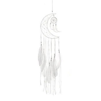 

1 PC Moon Dream Catcher Feather Hanging Decorative Crafts Flower Hollow Ring Wall Door Bohemia Woven Ornaments
