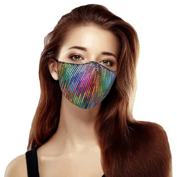 

11PCS Fashion Women Sequin Masks Shining Glitter Adjustable Face Mask Adult Breathable Cotton Mouth Cover Mascarillas De Tela