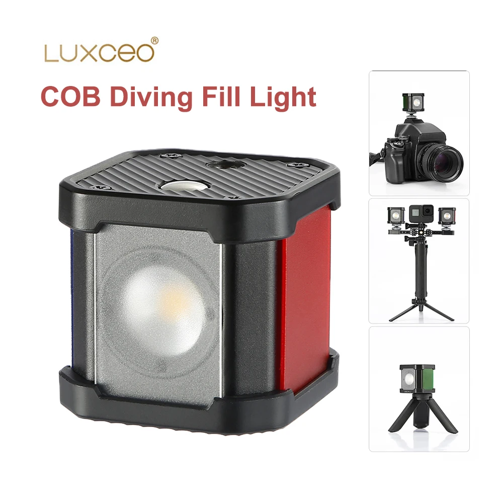 

Luxceo P4 COB Diving Fill Light 8W for Gopro Action Camera Waterproof Underwater 30m Mini Video Photography Light for DSLR