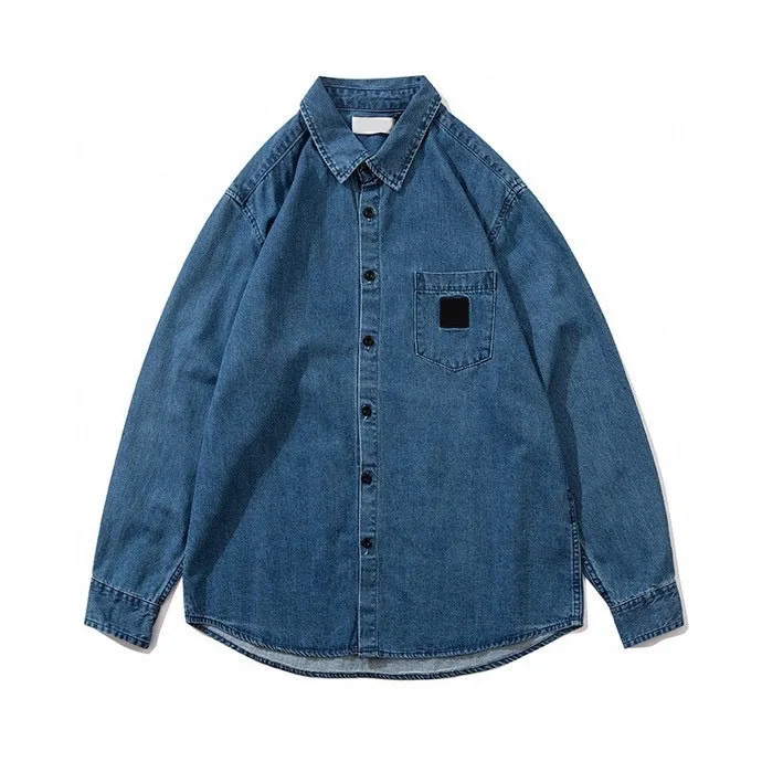 2020SS Top Quality Compass Badge Embroidery Shirt Men Women Couples Oversized Hiphop Washed Faded Long Sleeve Denim Shirts 2020SS Top Quality Compass Badge Embroidery Shirt Men Women Couples Oversized Hiphop Washed Faded Long Sleeve Denim Shirts