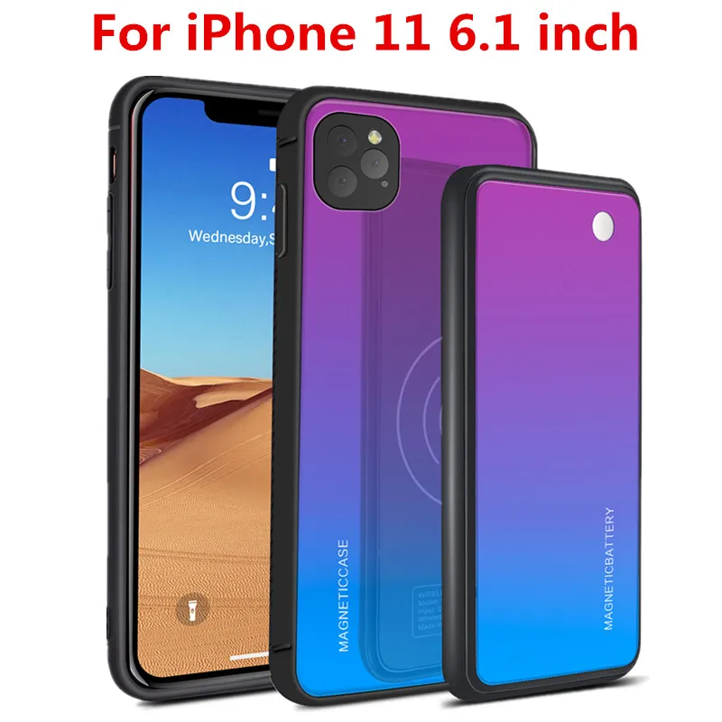 Для iPhone 11 11 Pro Чехол 5000 мАч градиент 2 в 1 магнитное Беспроводное зарядное устройство PowerBank чехол для iPhone 11 11 Pro Аккумулятор Max чехол - Цвет: For iPhone 11