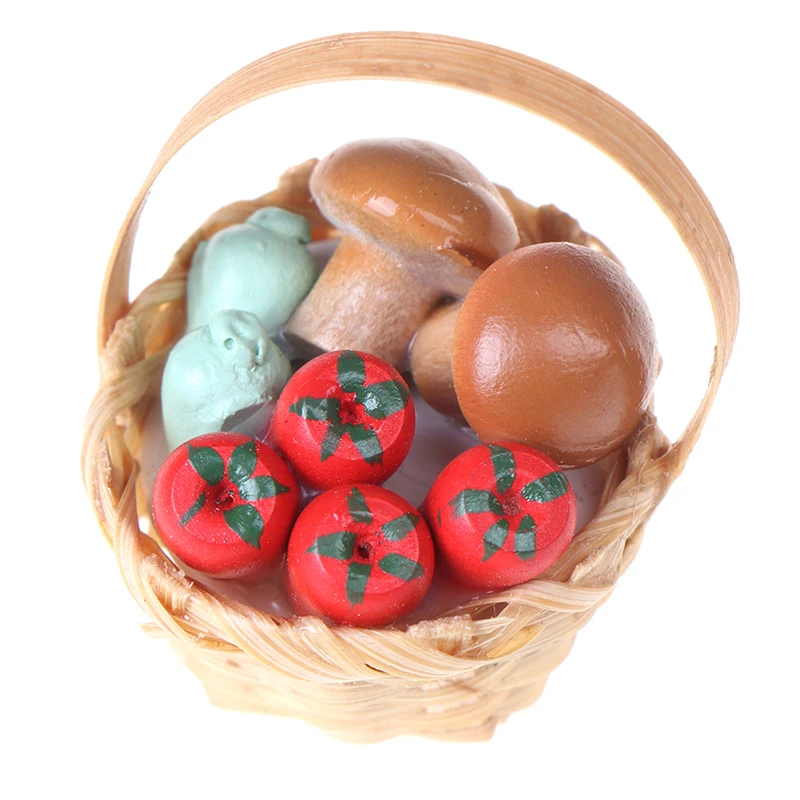 Столовая фрукты овощи бамбуковая корзина еда куклы миниатюрная еда игрушка Кук дом Миниатюрные аксессуары - Цвет: Vegetables Basket