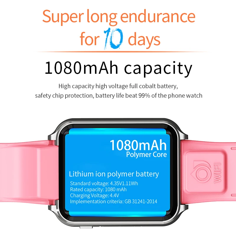 4G Smart Watch Android GPS Bluetooth WiFi 1.54Inch Screen 1080mAh big Battery 4GB 4core chip Camera 200pix
