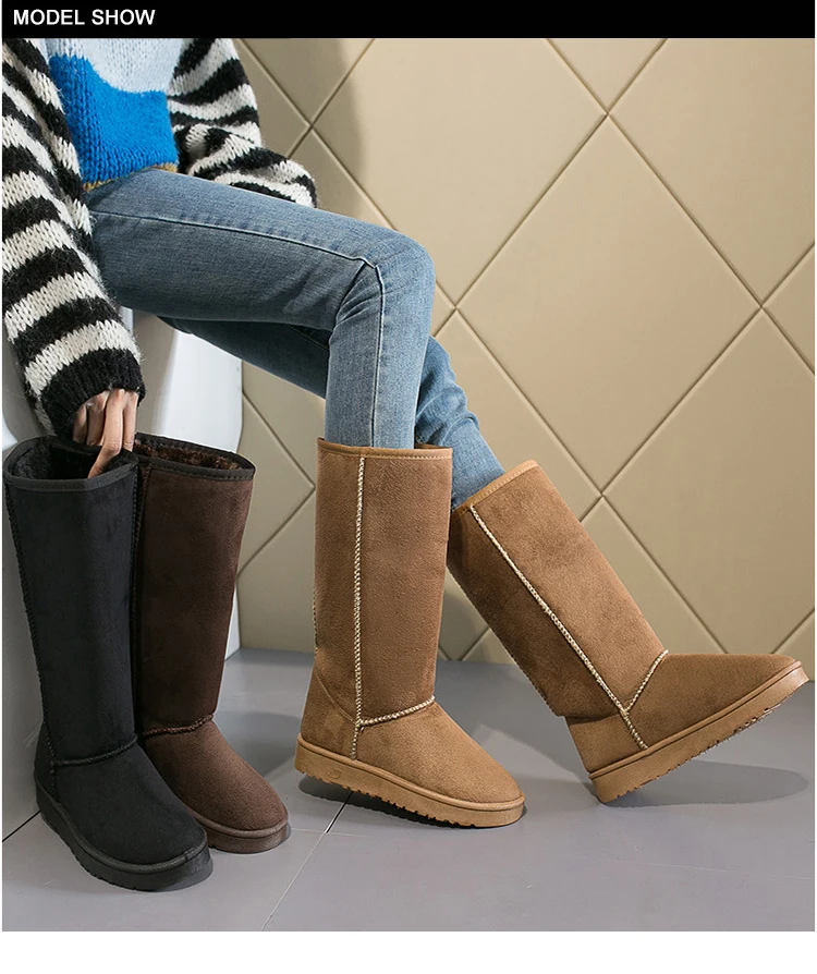 Foreign Trade Europe  America Classic Snow Boot Women Gaotong Snow Boots Female Russia 33 Centimeters Height Boots 41 Yards Code