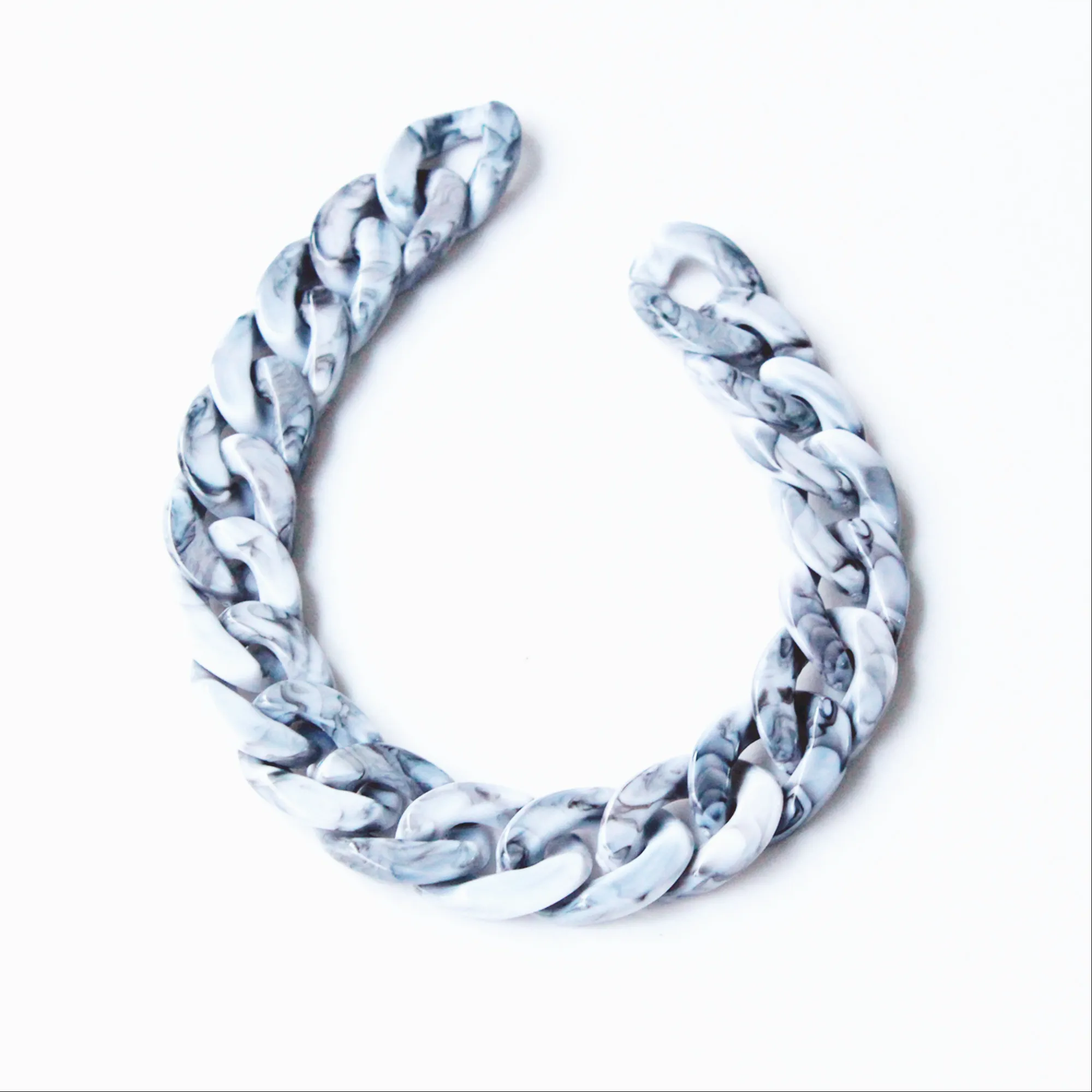 

80pcs Grey Marble Acrylic Curb Chain Links,Plastic Curb Chain Links, Open Link per Size 23mmx16mm