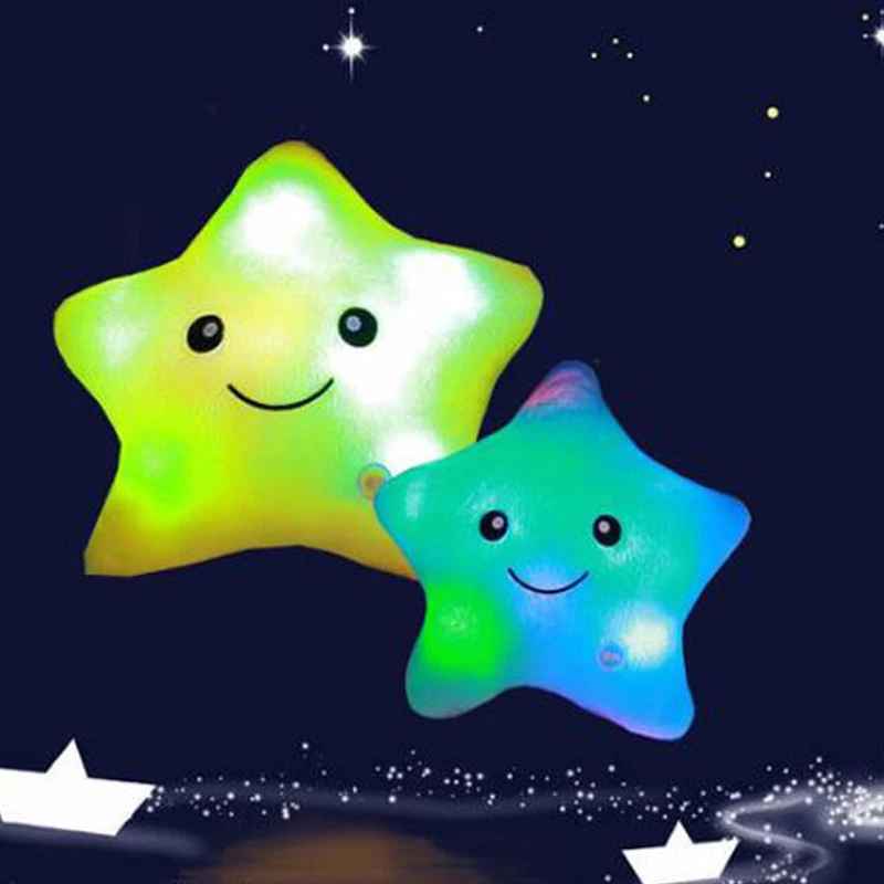 Семейный домашний светодиодный светильник, подушка, игрушки, красивые в форме звезд, привлекательные, для детей, на день рождения, фестиваль, подарок, плюшевая, здоровая, светящаяся подушка