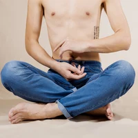 Brat Wang klasyczny styl mężczyźni marka Jeans Business Casual rozciągliwe dopasowanie spodnie jeansowe jasnoniebieskie czarne męskie 5