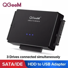 QGeeM SATA TO USB IDE Adapter USB 3.0 SATA 2.5 3.5 ฮาร์ดดิสก์ไดรฟ์ HDD SSD USB Converter IDE SATA USB SATA ADAPTER CABLE(China)