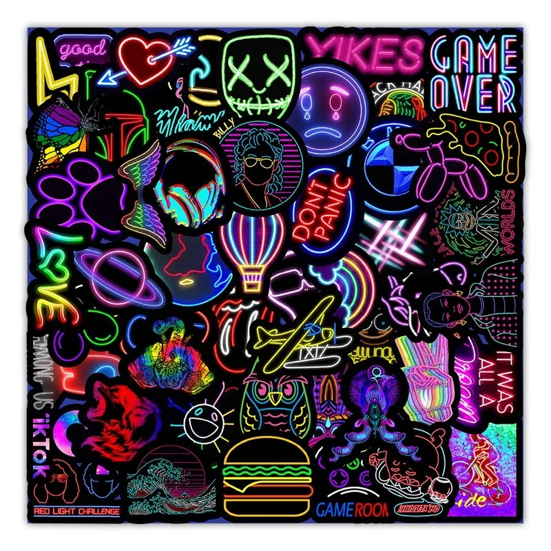 50 Pcs Reflective Stickers Glow In The Dark Wall Fashion Funny Luggage Mobile Phone Computer Notebook Decals Decorative luminous wall stickers fluorescent stickers