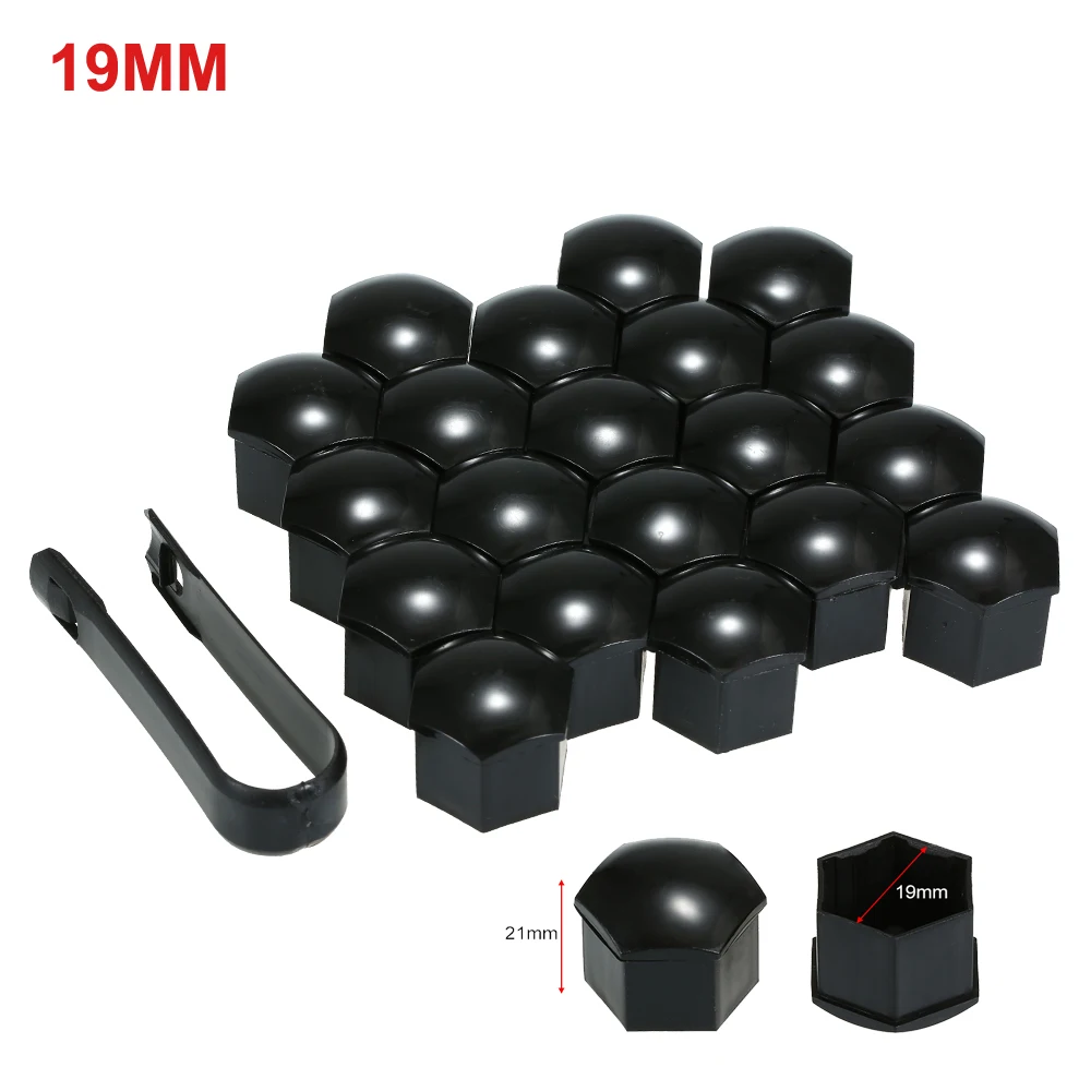 19mm black 20 штук 17/19 мм подшипник ступицы колеса для автомобиля(наконечники гайки Болты диски пылезащитный чехол Защитный Кепки винты с шестигранным углублением под ключ хром винт для шин болты для колес - Название цвета: 19mm black