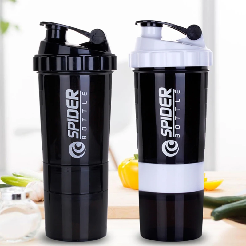 500ml Protein Shaker Cups with Powder Storage Container Mixer Cup Gym Sport  Water Bottles with Wire Whisk Balls Drinkware - AliExpress