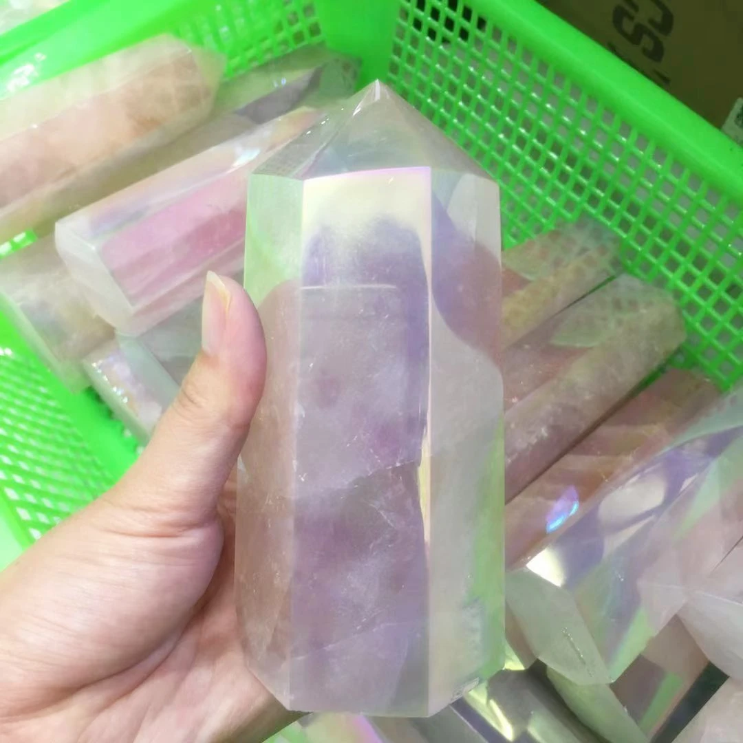 Natural Rose crystal Pink aura crystal point natural crystal wand