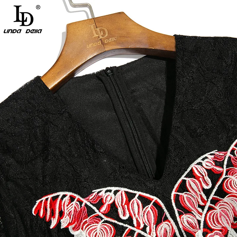 LD LINDA DELLA Fashion Runway Dress Women V-Neck 3