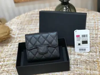 

2020Women luxury caviar leather Wallet top quality designer brand Clutch card holder feminine purse cellphone pouch long Wallet