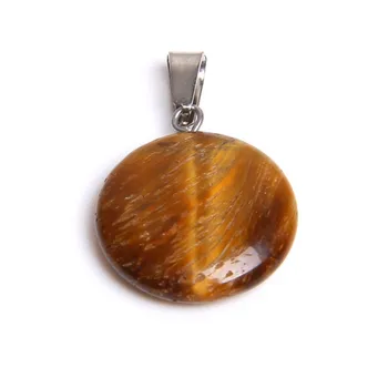 

SImple Style 10 Pcs Silver Plated Round Tiger Eye Stone Pendant Cherry Quartz Charm Jewelry