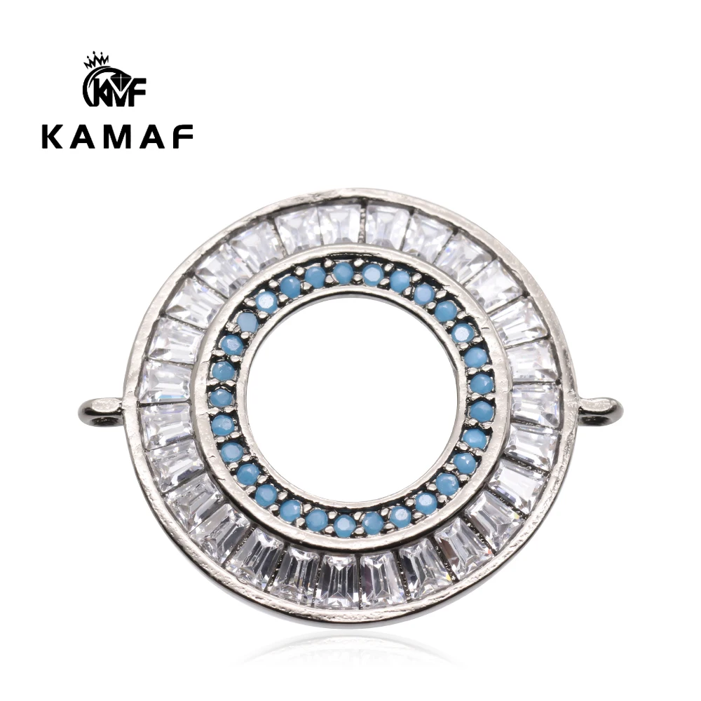 

KAMAF 2pcs or 4pcs/pack Hollow color zircon bracelet connector accessories for making bracelets wholesale 26mm*22mm