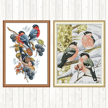 

Bird and Blackberries Cross Stitch Package DIY Crafts 14ct 11ct Count Print Canvas Embroidery Kit Needlework Embroidery Patterns