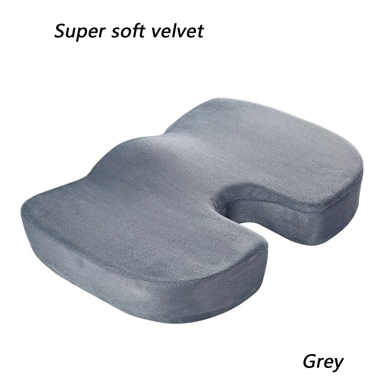 grey plush U-образная подушка для копчика для стула, гелевая Подушка с эффектом памяти, подушка для сидения, поддержка сиденья, радикулит, задняя кость, облегчение боли, Подушка для офиса - Цвет: grey plush