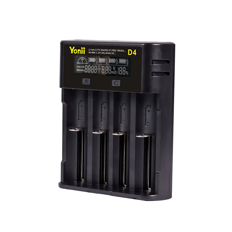 YONII 18650 зарядное устройство для 3,7 v батарея 4 слота для 3,7 в Li-Ion 14500 18500 16340 21700 для 1,2 v aa aaa ni-cd батареи