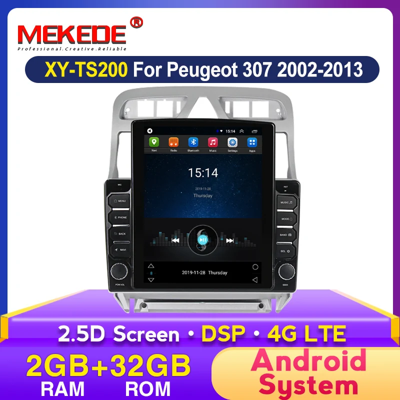 Автомобильный dvd-плеер на основе Android MEKEDE для Peugeot 2 Гб ОЗУ 32 ПЗУ 307 307CC 307SW 2002-2013 с