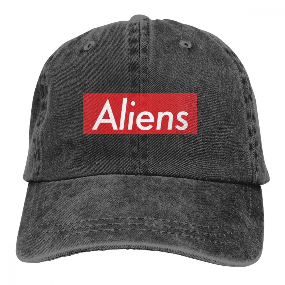 Инопланетяне красная коробка стиль Casquette черный унисекс Мужские Женские джинсовые бейсболка с ремешком кепки Регулируемый Гольф папа шляпа