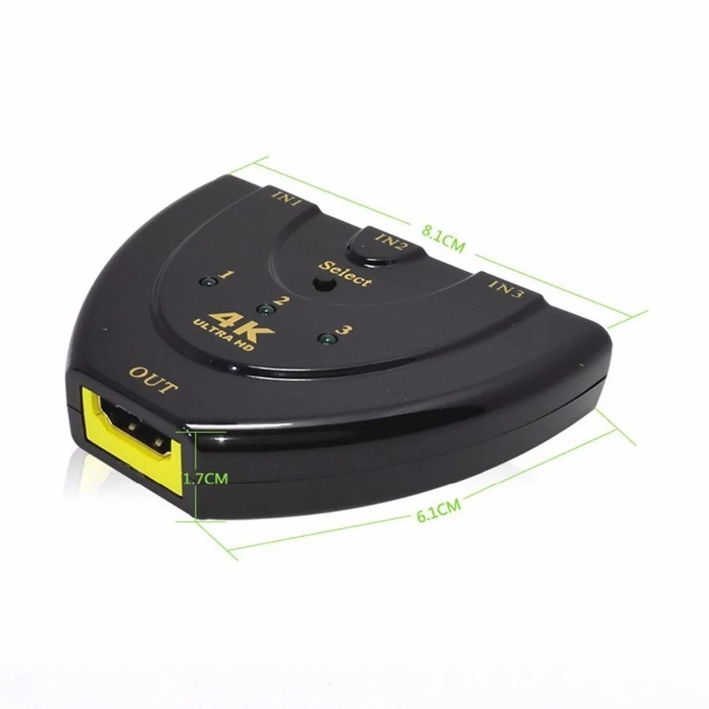 4 к* 2 к 3D Мини 3 порта HDMI переключатель 1.4b 4 к Коммутатор HDMI сплиттер 3 в 1 выход порт концентратор для DVD HDTV Xbox PS3 PS4 1080P