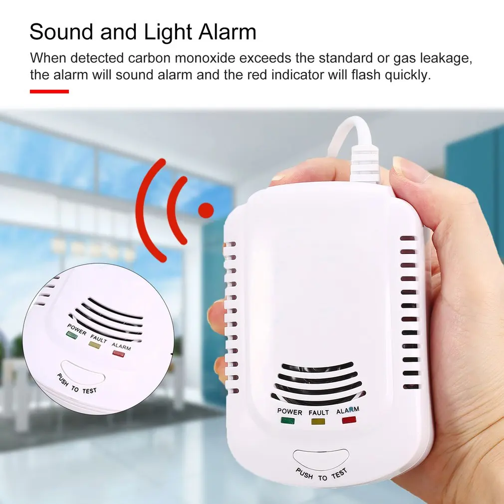 

Combustible Gas Detector Sensor Alarm LPG Natural Analyzer Leak Determine Tester Sound-light Alarm Security System EU Plug