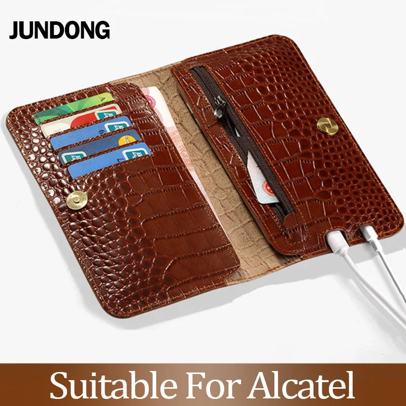 

For Alcatel X1 S1 1C 3 3L 2019 A30 7 C7 A7XL Pixi 4 5.0 Case Crocodile Texture Cover Cowhide Phone Bag Wallet