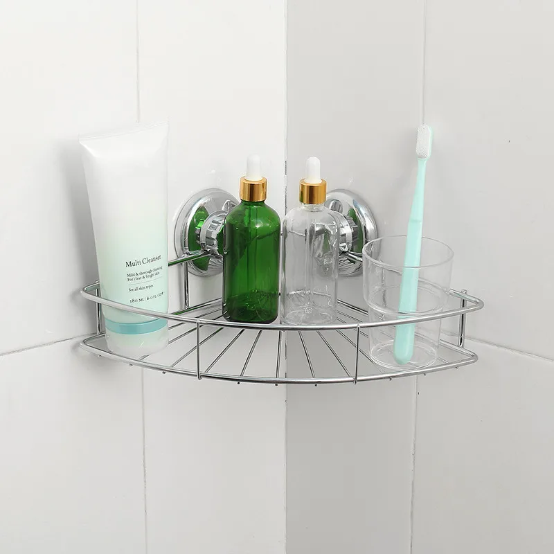 Seemless Nailless Sucker Hook Bathroom Stainless Steel Hooks Storage Shelf Strong Spacious Suction Pressure Manufacturers Direct