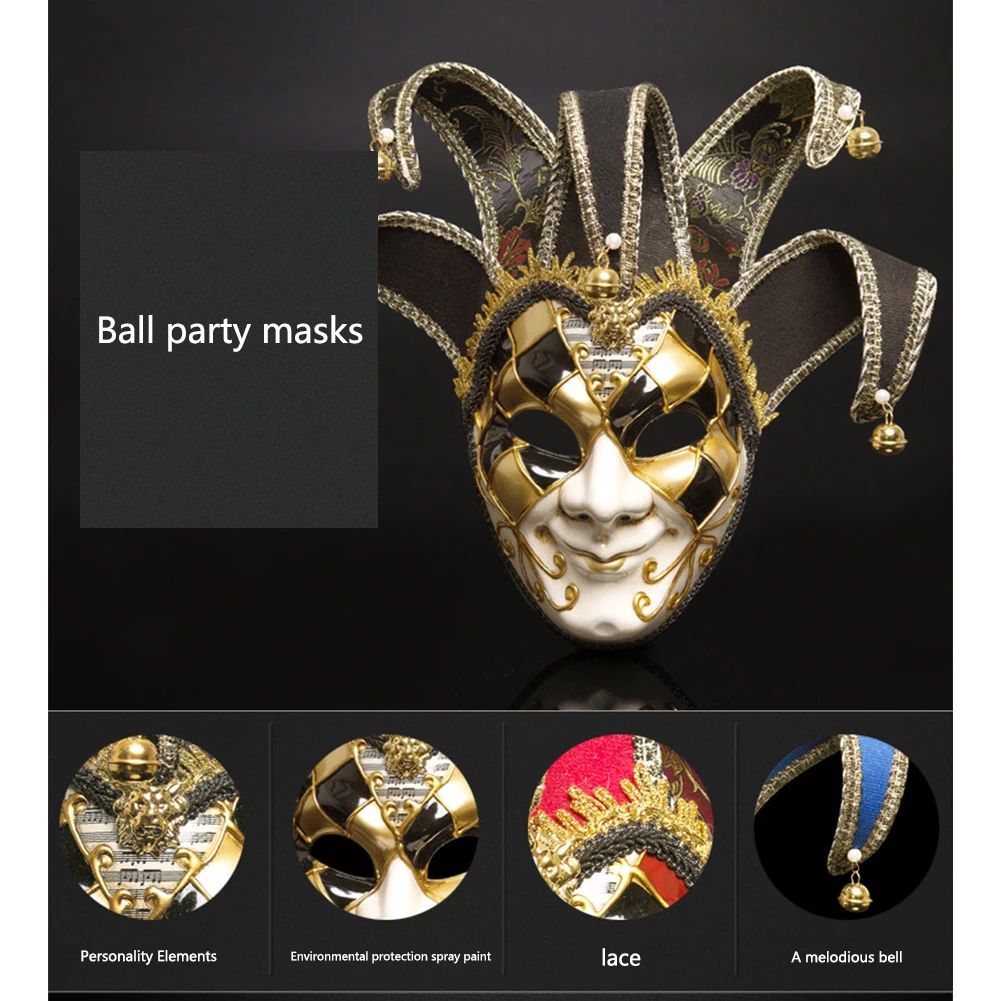 

Christmas Mask Mystery Italian Style Masquerade Easy Wear Full Face Exquisite Decoration Cover Vintage Party Cosplay Festival