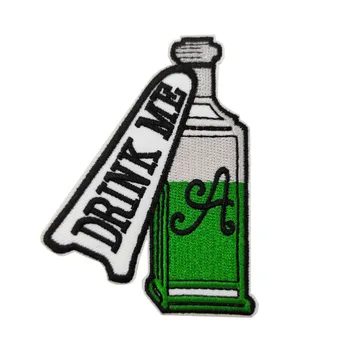 

3.25" Drink Me Bottle Green Potion Alice in Wonderland Embroidered Iron On Patch
