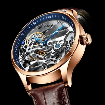 

Original Design Luxury Hollow Mechanical Dial Men Sports Watches Men's Leather strap Automatic Clock Man Waterproof Wrist watch