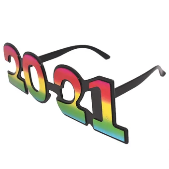 

2pcs Photography Glasses Funny Dressing Up 2021 New Year Glasses Party Decorative Glasses for Man Woman Girl Boy (Dazzle Colour
