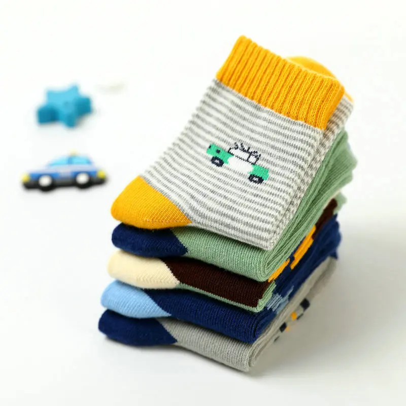 5pairs/lot Ins Fashion Baby Socks 5pairs/lot Children Boys Cartoon Socks Boys Car