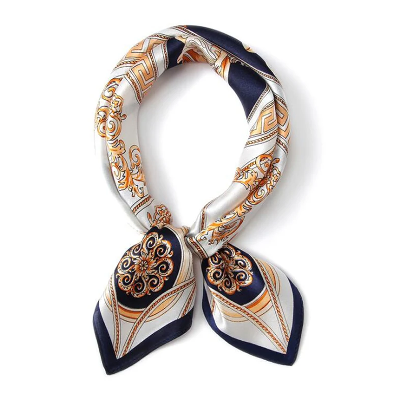 

Silk Scarf Summer Elegant Women Square Silk Feel Satin Scarf Skinny Retro Head Neck Small Vintage Hair Tie Band For Women Girl