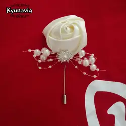 Kyunovia Модный милый розовый цветок нагрудный знак брошь для мужчин костюм пуговицы для женщин цветок из текстиля брошь, ювелирные изделия