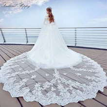 Lceland Poppy 1 Tier Lace Appliques Bridal Veil Cathedral Length Tulle Bridal Veil with Comb