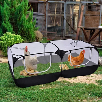 

Outdoor Foldable Portable Rabbit Cat Dog Duck Tent Pet Fence Recommended Operation Rectangular Chicken Coop Blue/Black