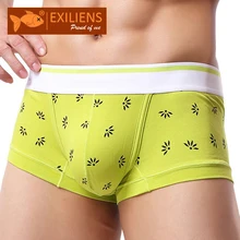 Бренд EXILIENS, мужское нижнее белье, боксеры, хлопок, модный принт, низкая талия, сексуальное, желтый, синий, зеленый, размер M-2XL, 073103