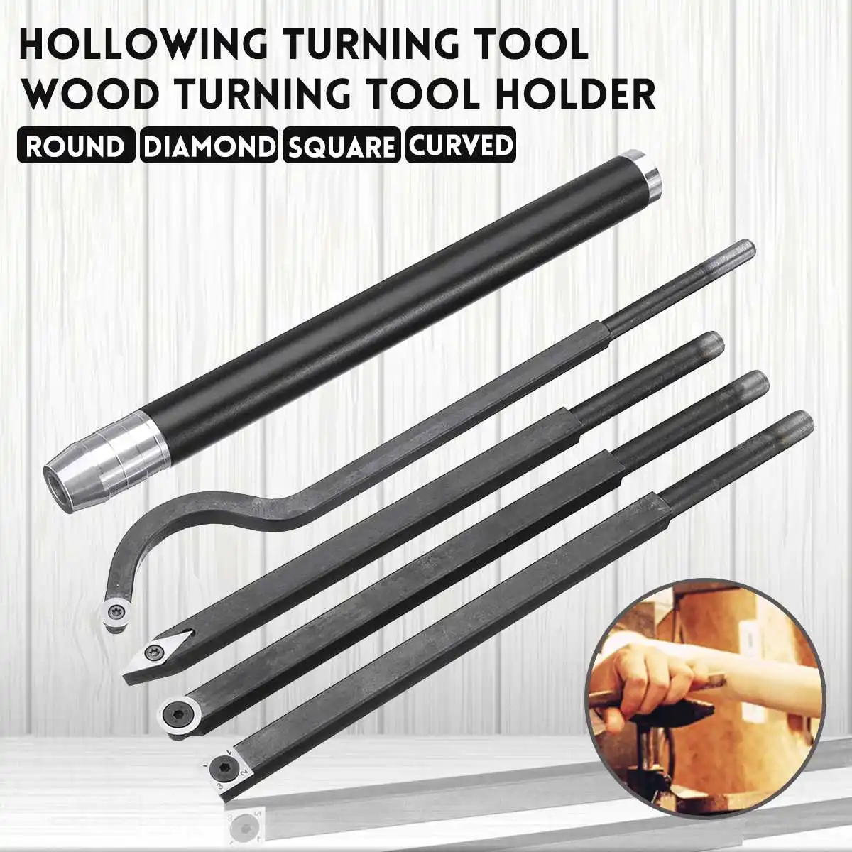 

Hollowing Wood Turning Tool Holder Rotary Chisel Round/Diamond/Square/Curved Woodworking turning tool Lathe New Arrival
