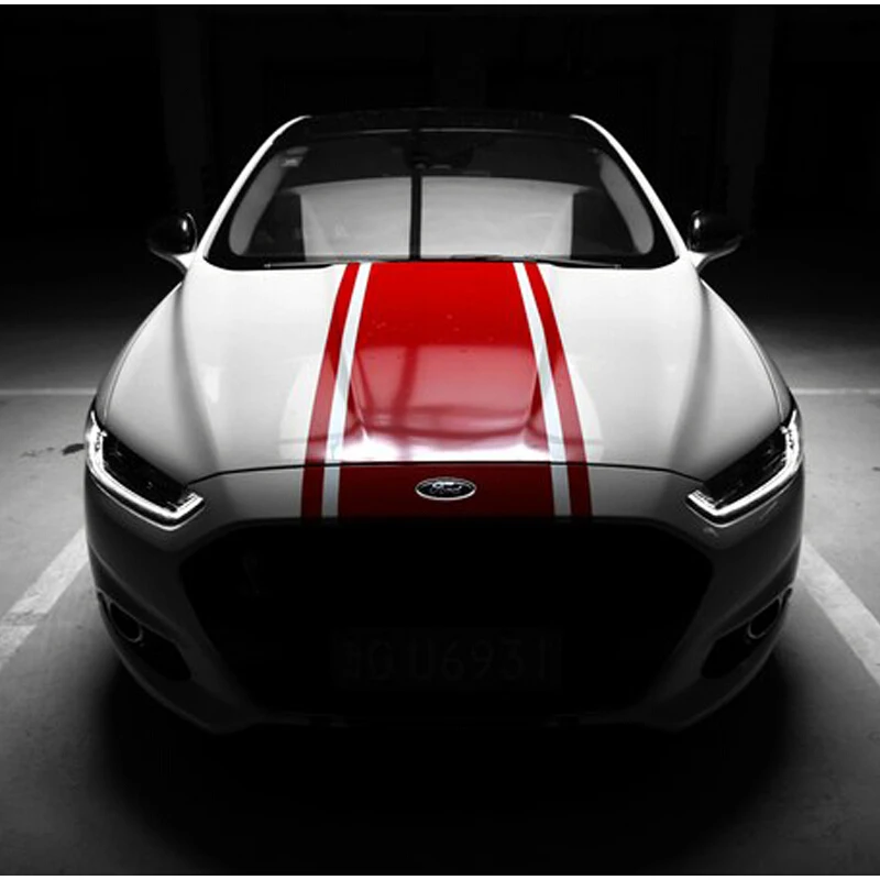 Гоночный спортивный стиль полосы Виниловая наклейка для Ford Mustang GT капот