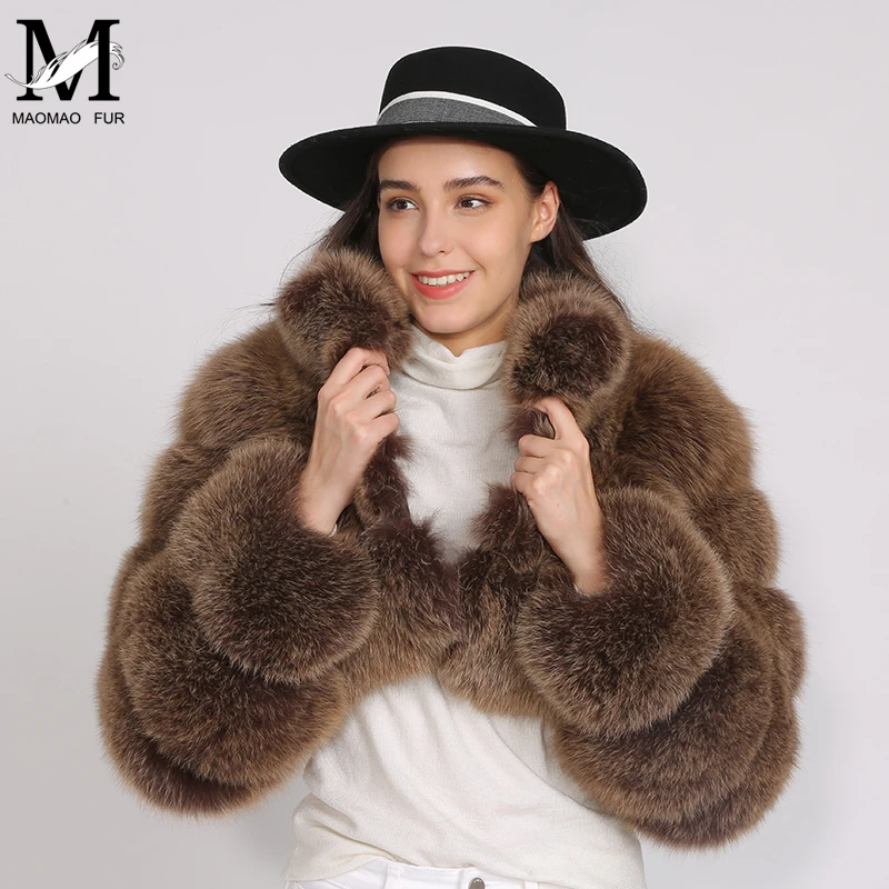 MAOMAOFUR пальто из натурального Лисьего меха женская зимняя куртка из натурального меха короткий стиль пальто с длинными рукавами с воротником Женская Натуральная меховая шуба