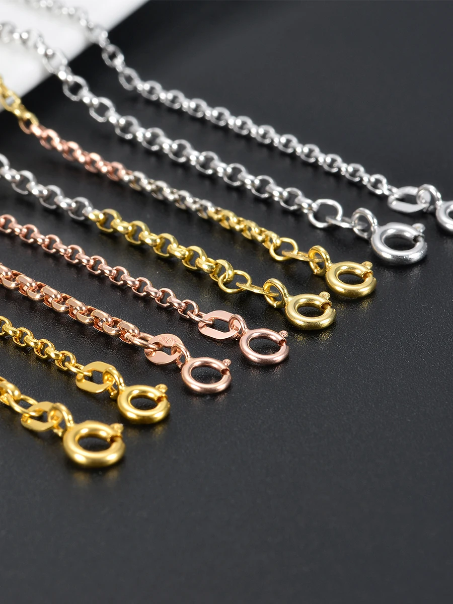18k Solid Gold Rolo Chain Necklace Men 