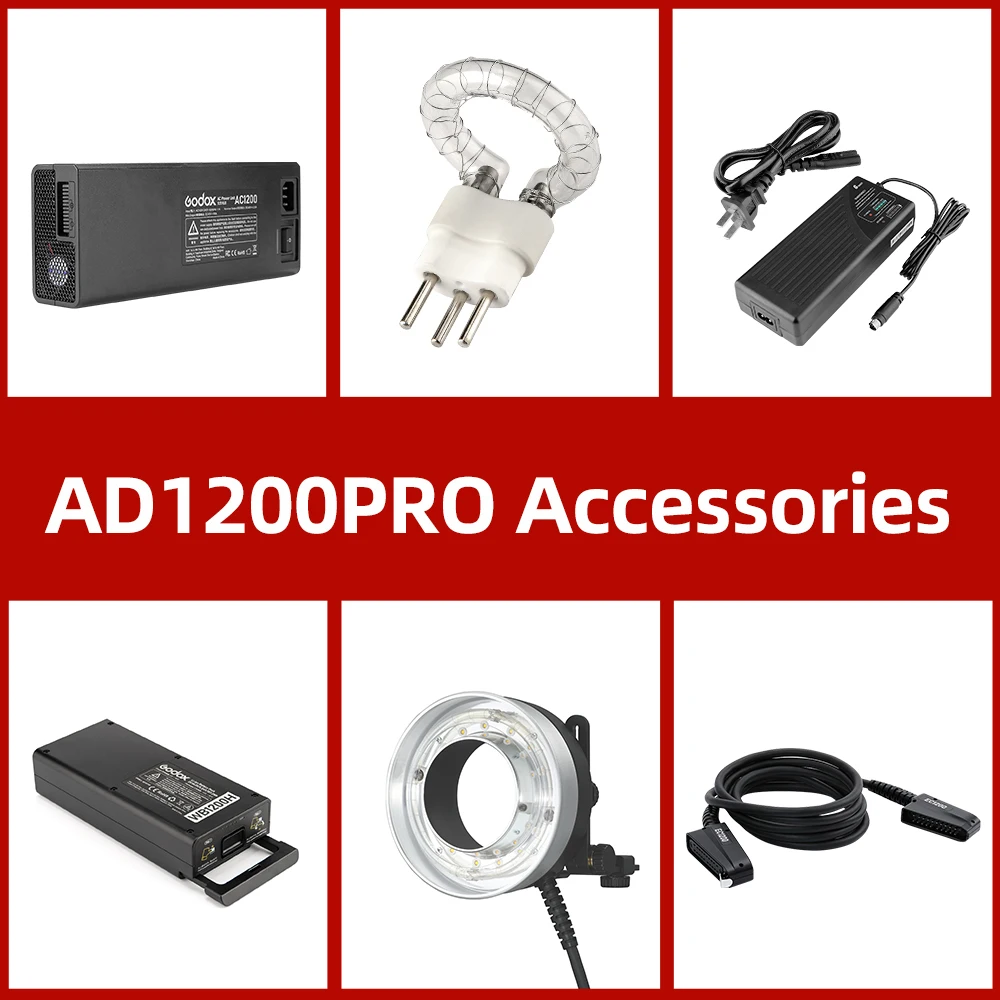 Godox AC1200 Adapter EC1200 Extension Cord R1200 Ring Flash Head AD1200PRO Tube WB1200H Flash Accessories for AD1200PRO Flash